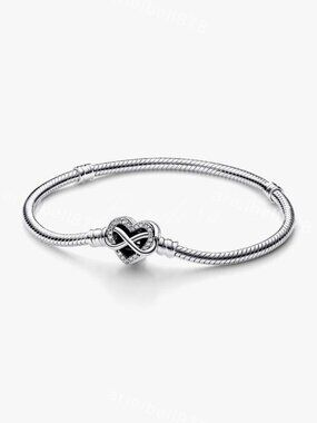 Pandora Moments Sparkling Infinity Heart Clasp Snake Chain Bracelet